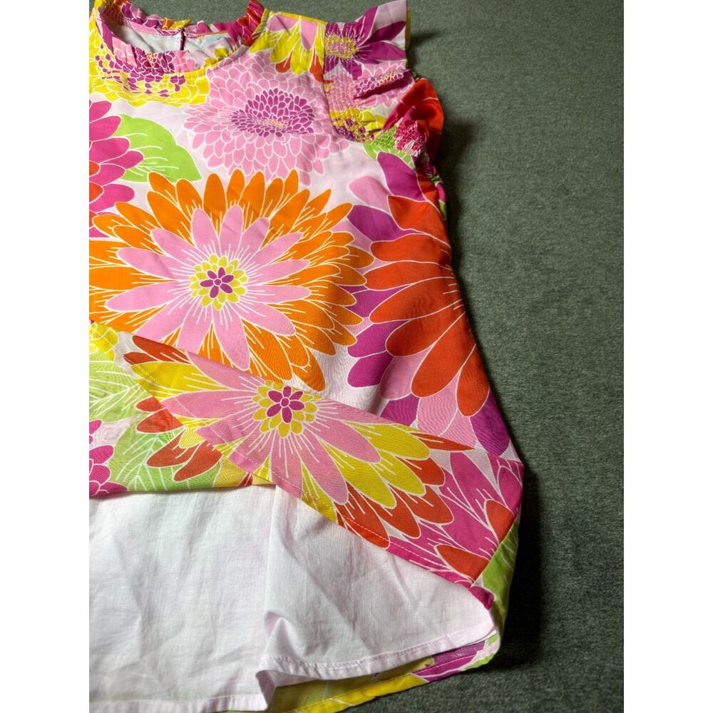 J. Marie Leilani Floral Ruffle Sleeve Top Women M Smocked Blouse Pink Summer - Picture 4 of 7